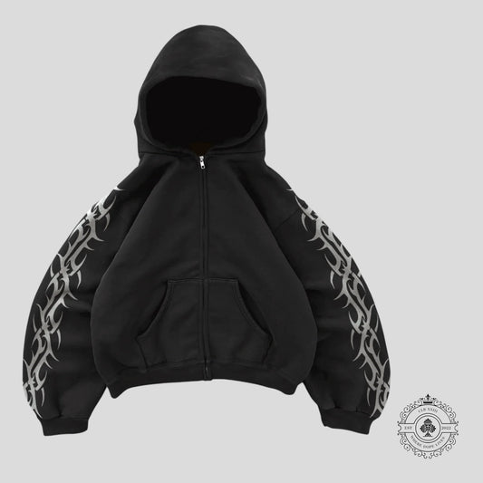 Bravest Studios Tribal Zip Up Hoodie in Black