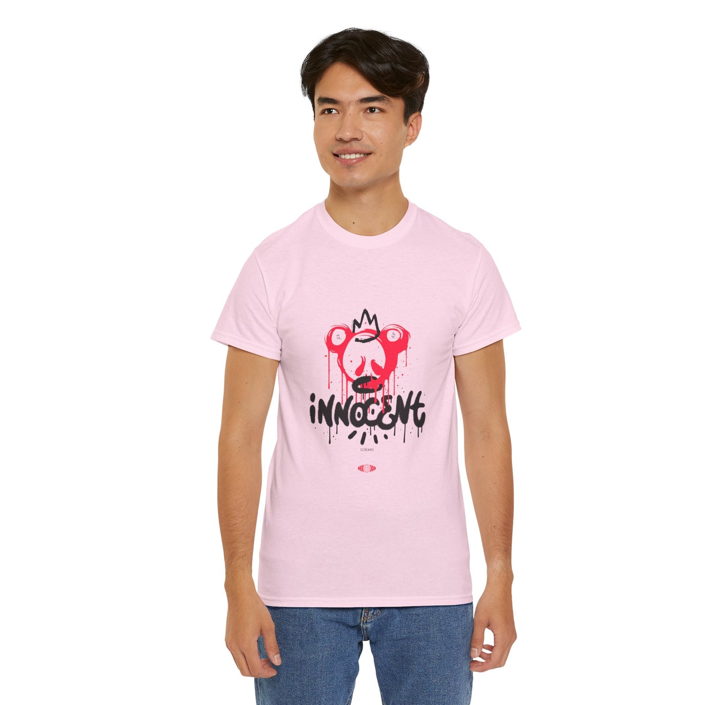 Edgy Graphic Tee: 'Innocent' Design, Urban Fashion, Streetwear, Unisex Cotton T-Shirt, Music Festivals, Casual Wear