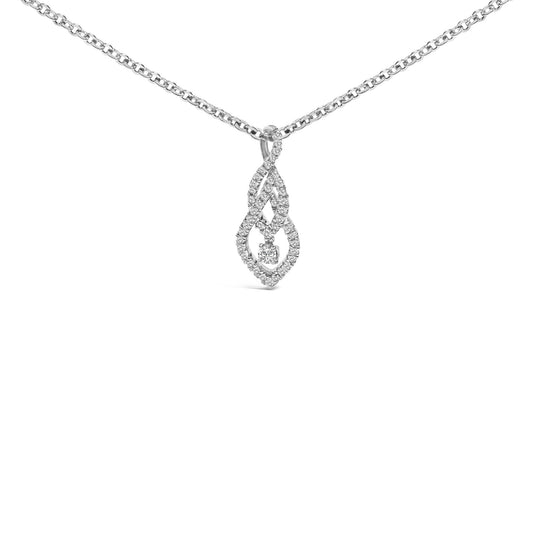 Sterling Silver 1/3 Cttw Diamond Swirl Teardrop Pendant Necklace-0