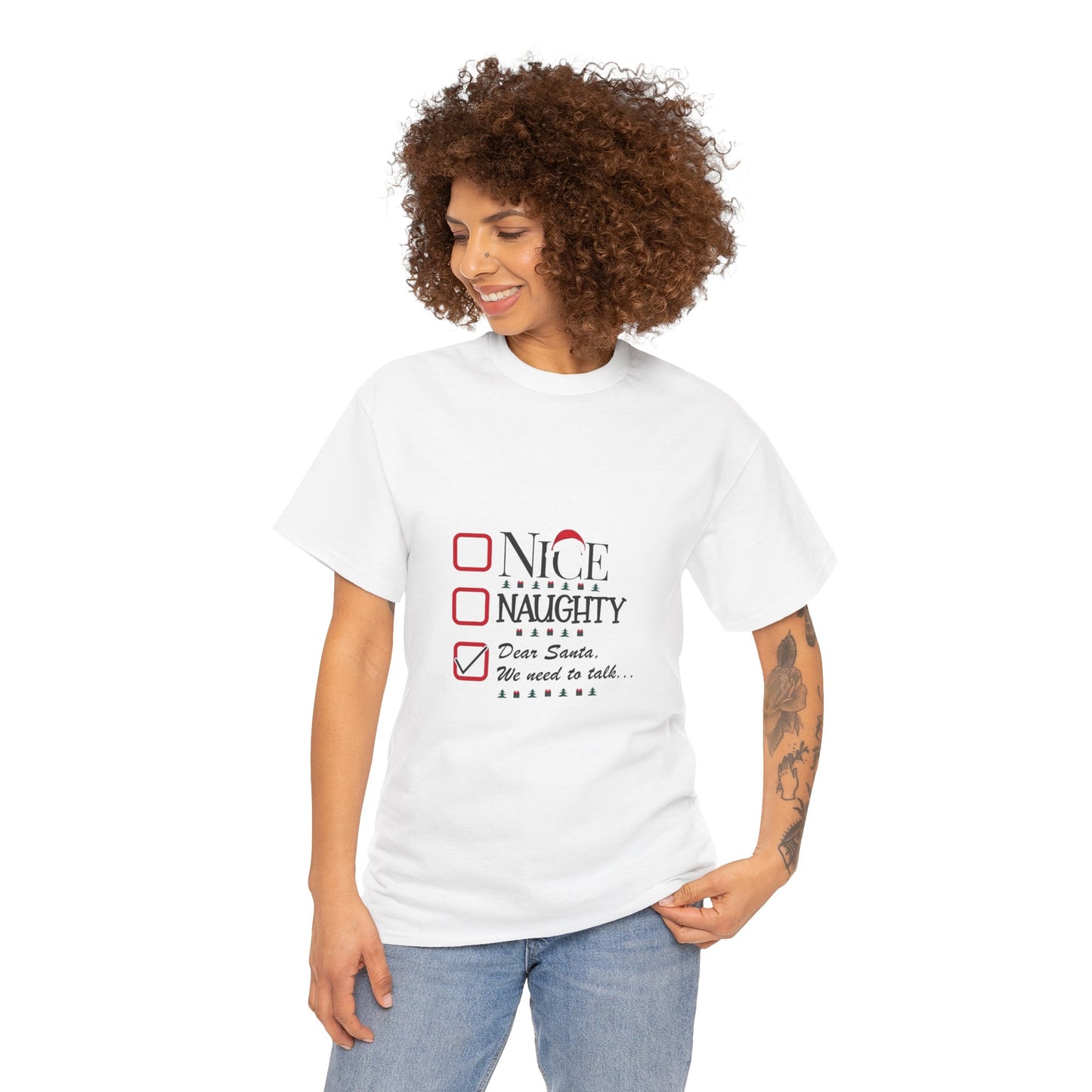 Funny Christmas Tee, Unisex Holiday Shirt, Naughty Nice Christmas Gift, Merry Christmas T-Shirt, Santa Gift