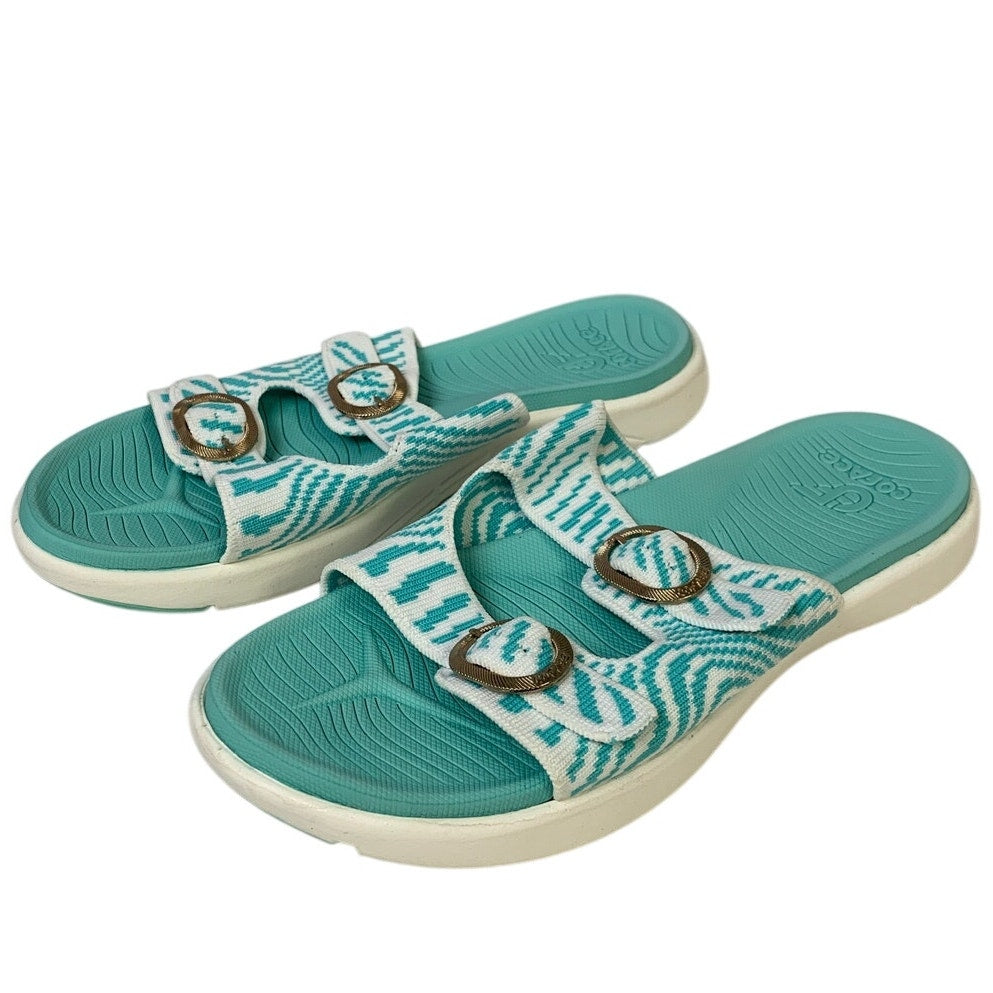 Coface Womens Size 8.5 Blue Sandal Open Round Toe Adjustable Strap Slip On Shoes