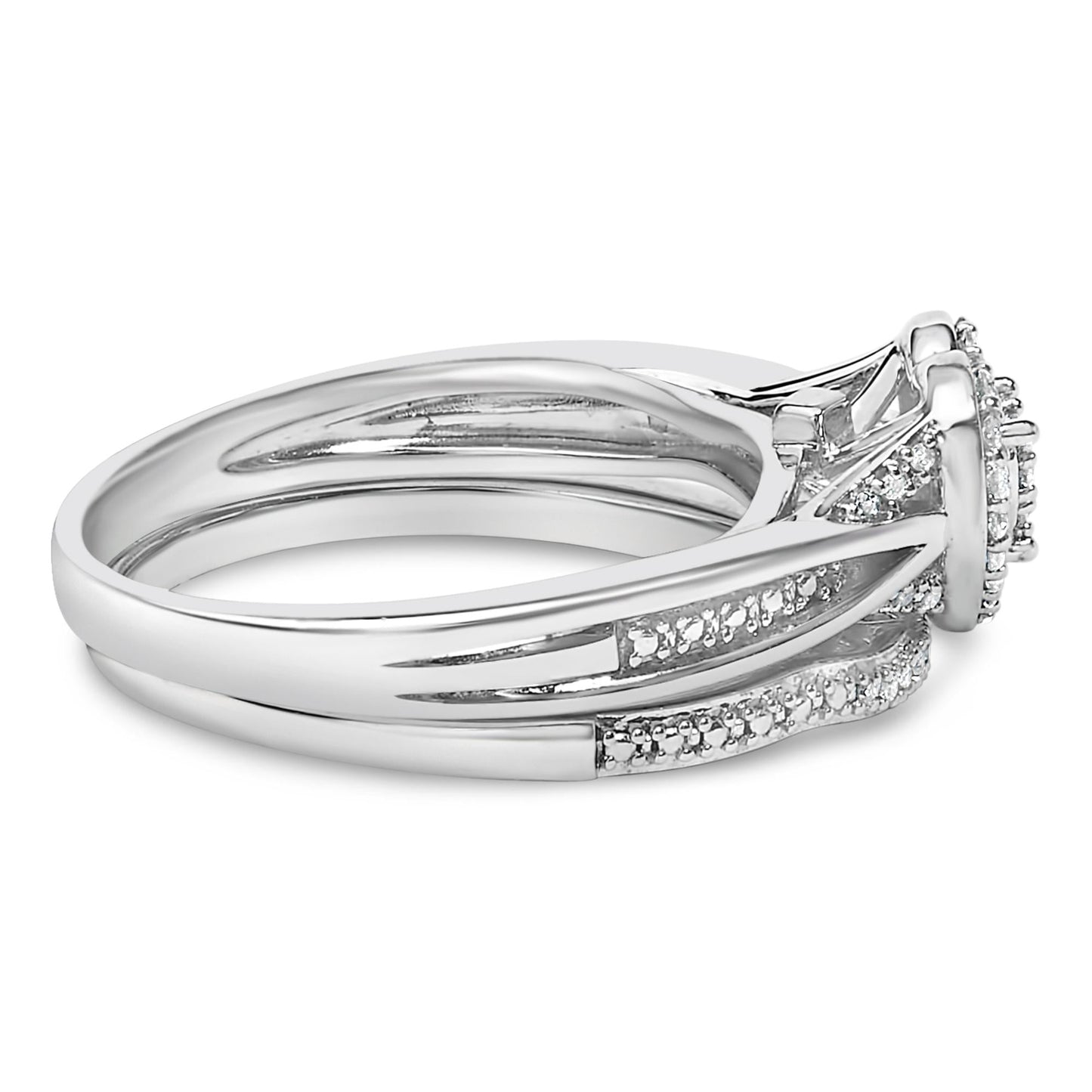 Sterling Silver 1/5 Cttw Diamond Heart Motif Bridal Set-1