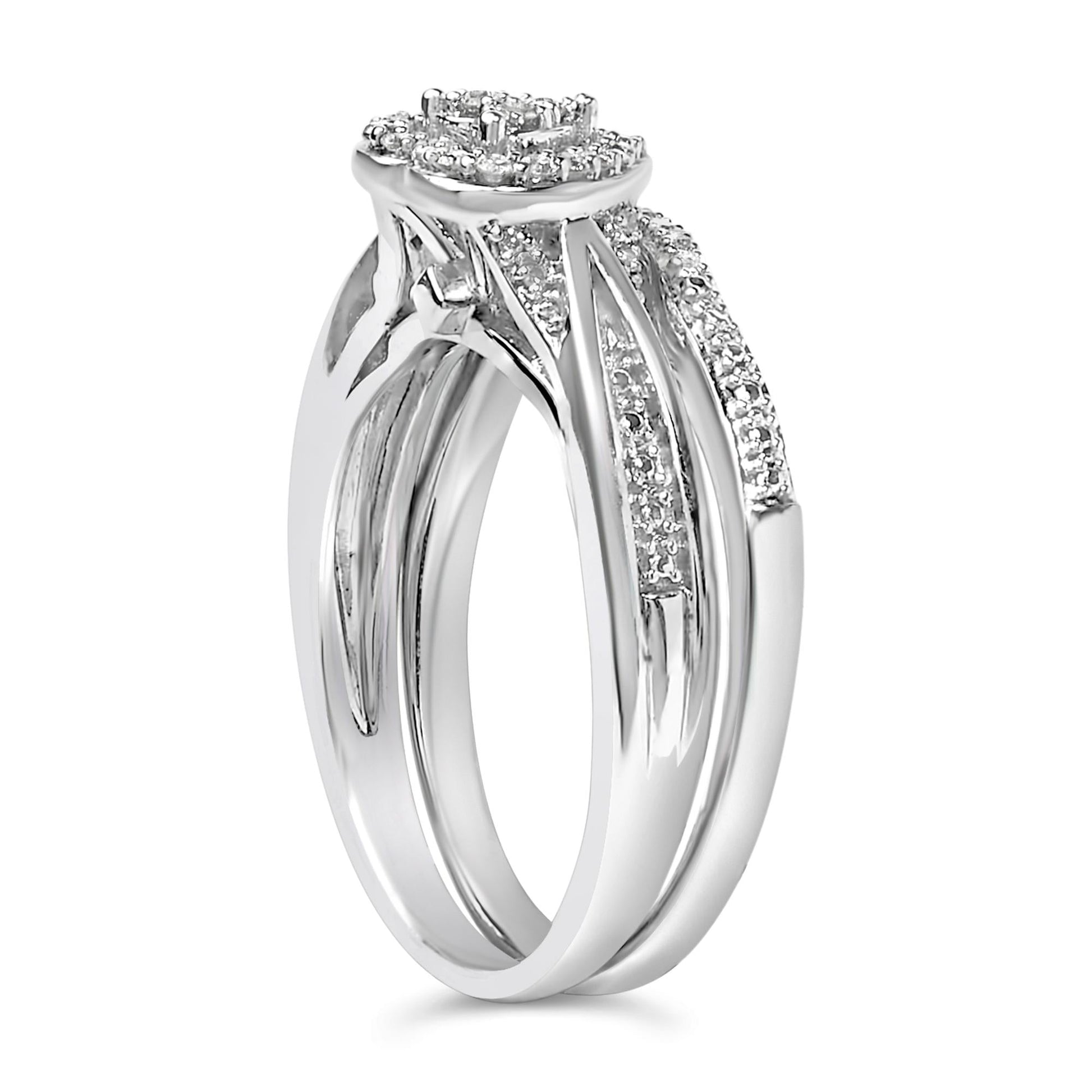 Sterling Silver 1/5 Cttw Diamond Heart Motif Bridal Set-4