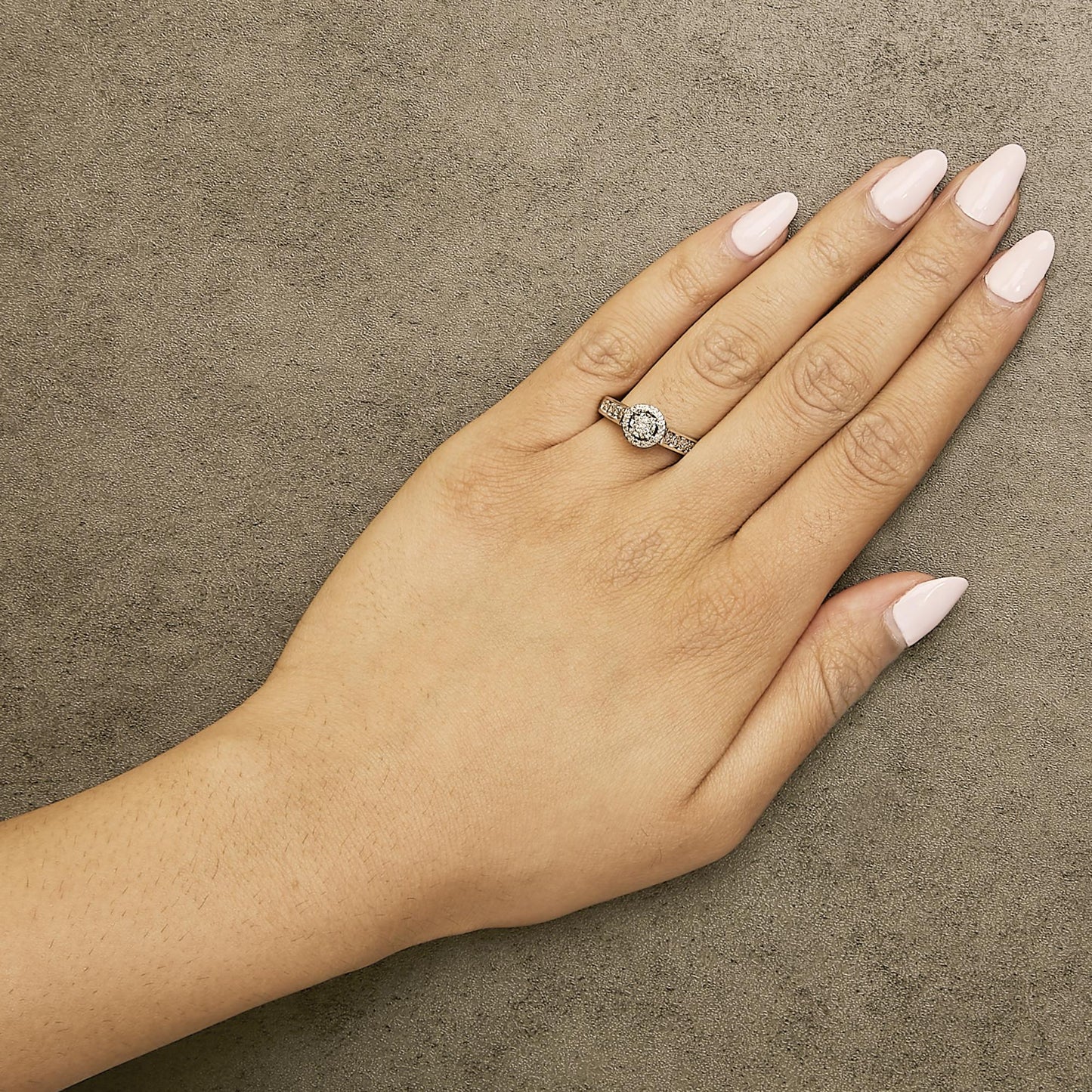 Sterling Silver Diamond Accent Round Cluster Halo Ring-2