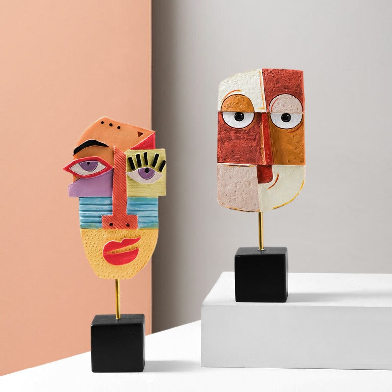 INS wind resin crafts creative living room wine cabinet decoration wholesale abstract facial art ornaments
