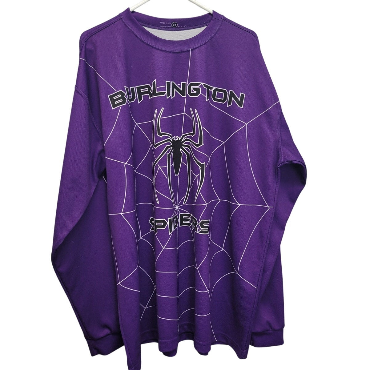 Burlington Spiders Mens 2X Purple Spiders & Web Long Sleeve Crew Neck Jersey