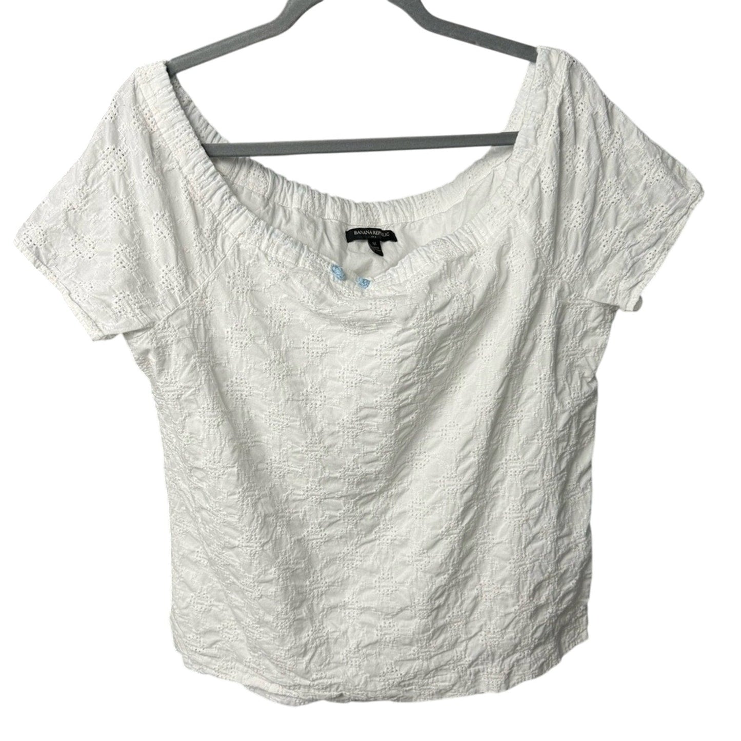 Banana Republic Womens Medium 100% Cotton Off-Shoulder Drawstring Neckline Top