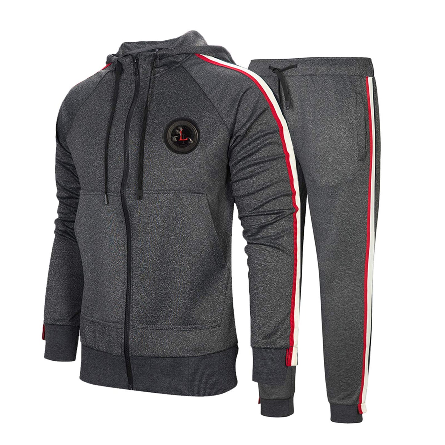 MANTORS Men's Hooded Athletic Tracksuit Full Zip Casual Jogging Gym Sweat Suits