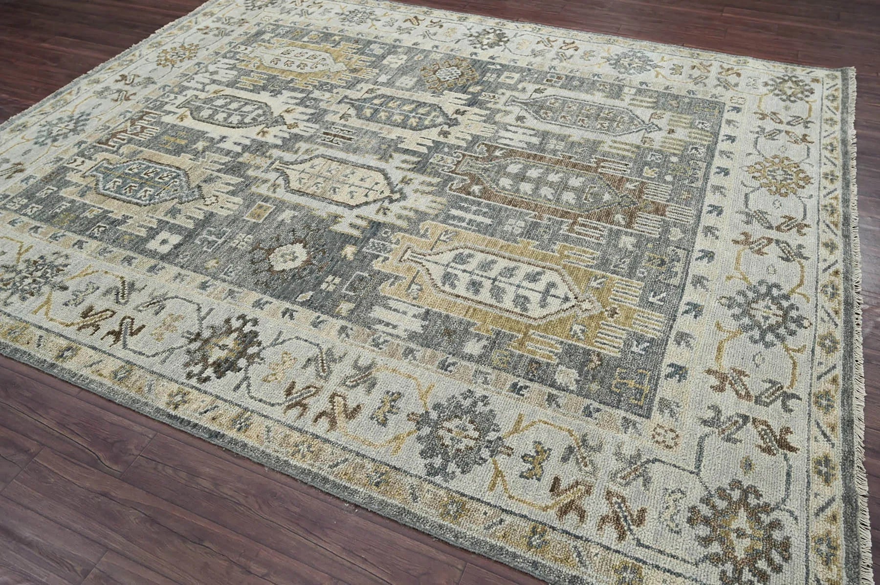 8x10 Gray LoomBloom Hand Knotted Arts & Crafts Oushak 100% Wool Oriental Area Rug-3