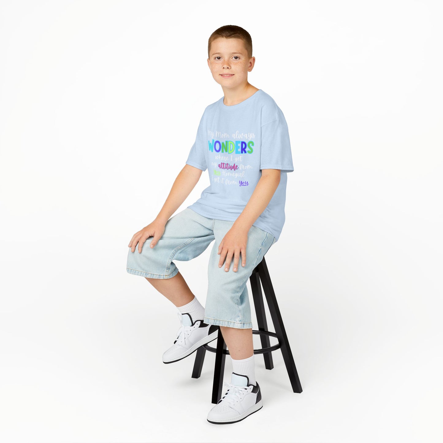 Colorful Kids Tee: 'My Mom Wonders Where I Get My Attitude From' | Fun Gift for Birthdays, Holidays, Everyday Wear, Unique Kids Apparel
