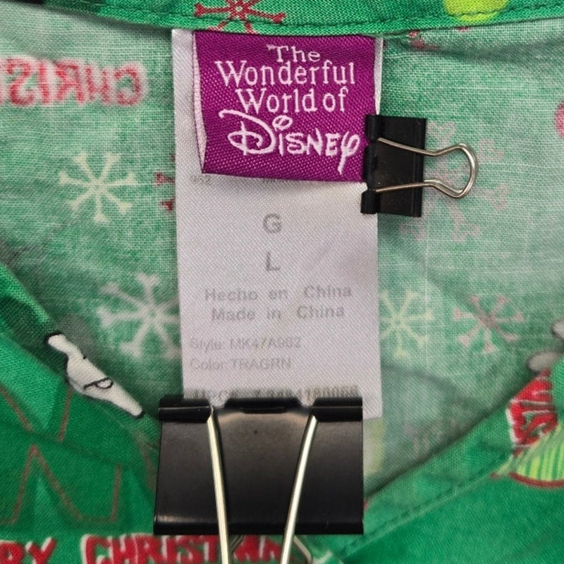 Disney Womens Large 100% Cotton Mickey & Minnie Merry Christmas Scrub Top