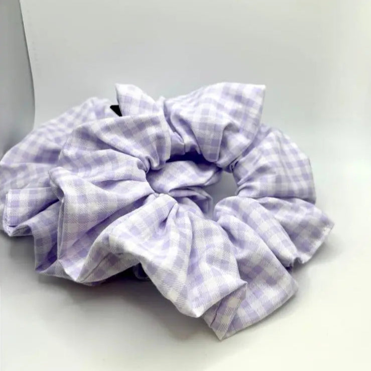 Lilac Gingham Spring Scrunchie