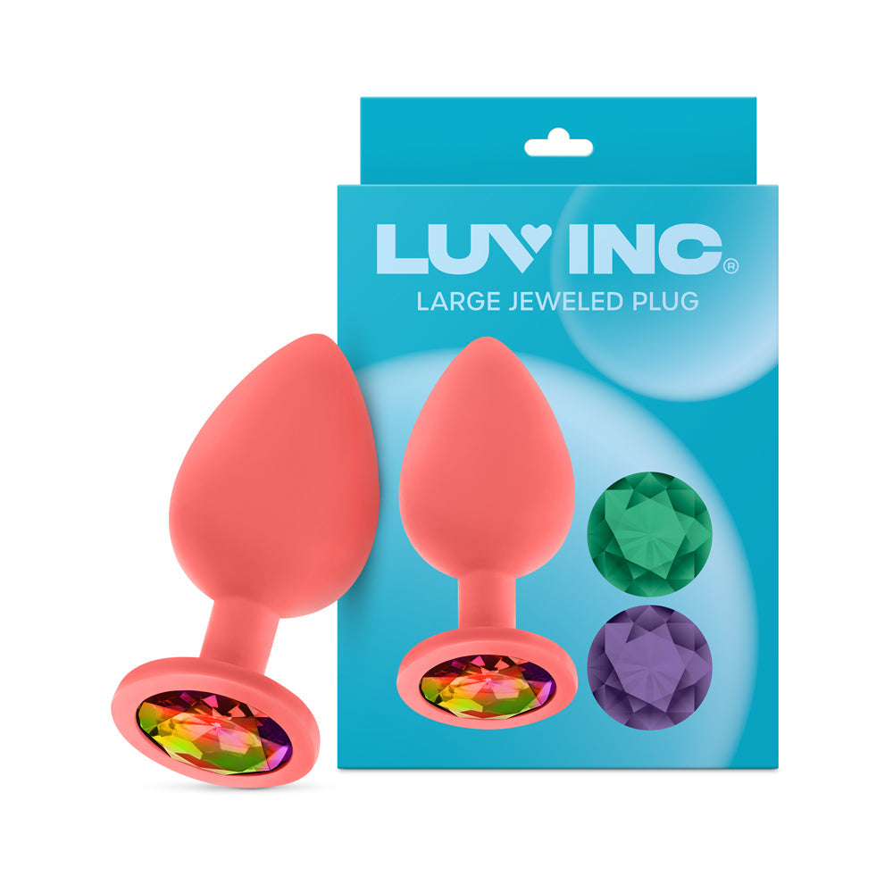 Luv Inc Jp33 Jeweled Large Plug Silicone with 3-Piece Interchangeable Gems Coral-5