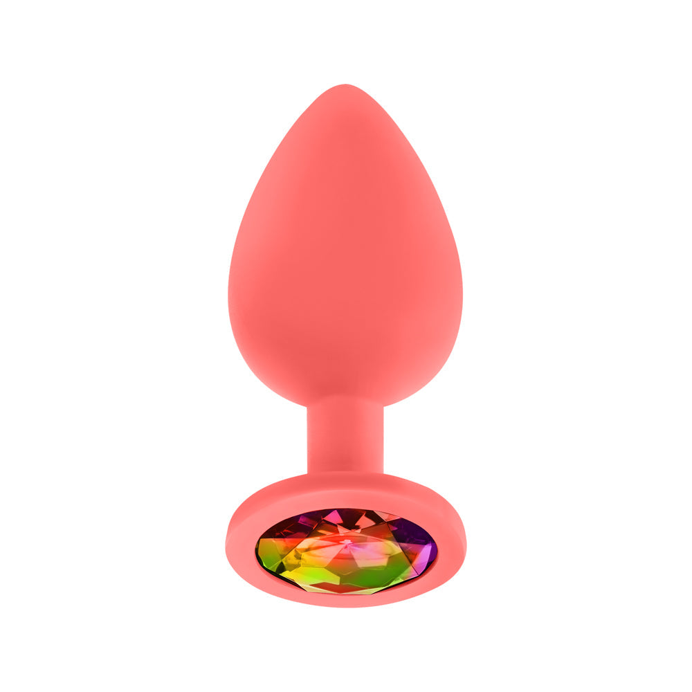 Luv Inc Jp33 Jeweled Large Plug Silicone with 3-Piece Interchangeable Gems Coral-2