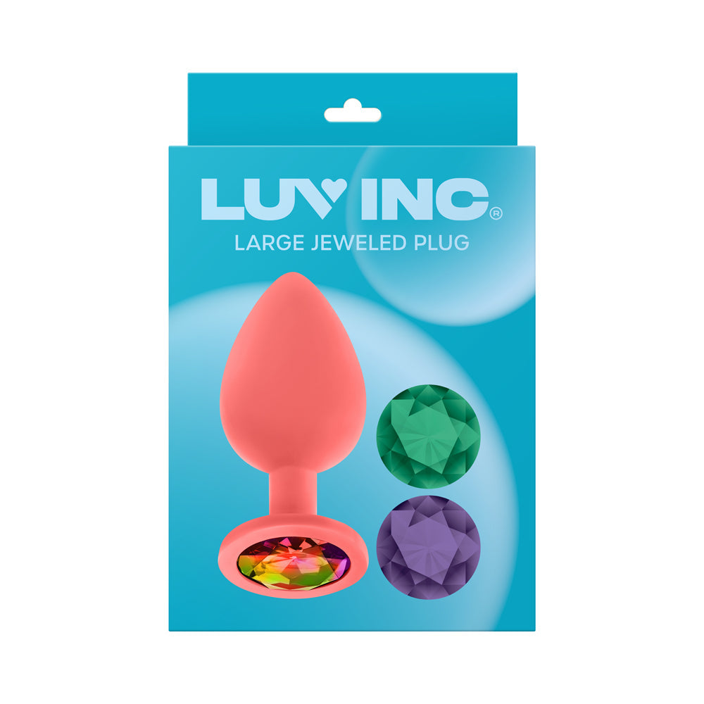 Luv Inc Jp33 Jeweled Large Plug Silicone with 3-Piece Interchangeable Gems Coral-4