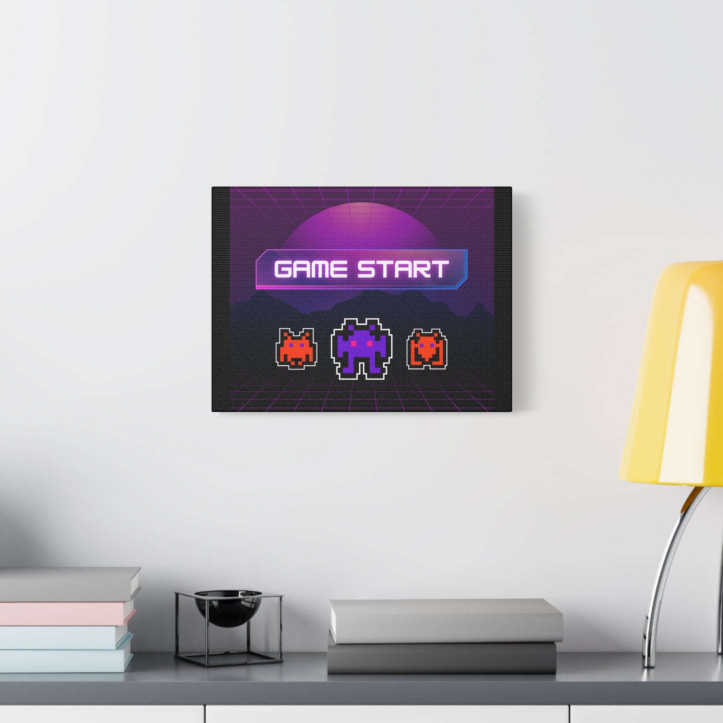 Retro Game Start Canvas Art Print | 80s Gaming Wall Decor, Gamer Gift, Pixel Art, Nostalgic Artwork, Home Decor
