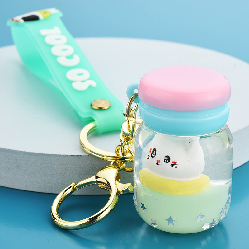 Floating Kitten Macaron Quicksand Key Chain Surfing Cat Drifting Bottle Pendant Into The Oil Pendant Clip Doll Machine