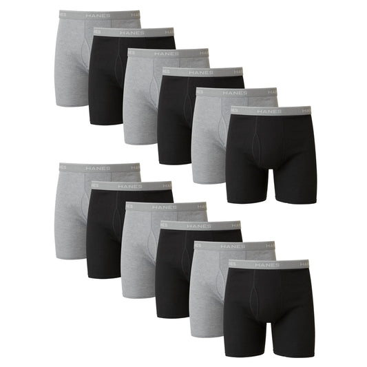 Hanes mens Underwear Boxer Briefs Pack, Cool & Breathable Cotton Moisture-wicking Underwear for Men, No Ride Up