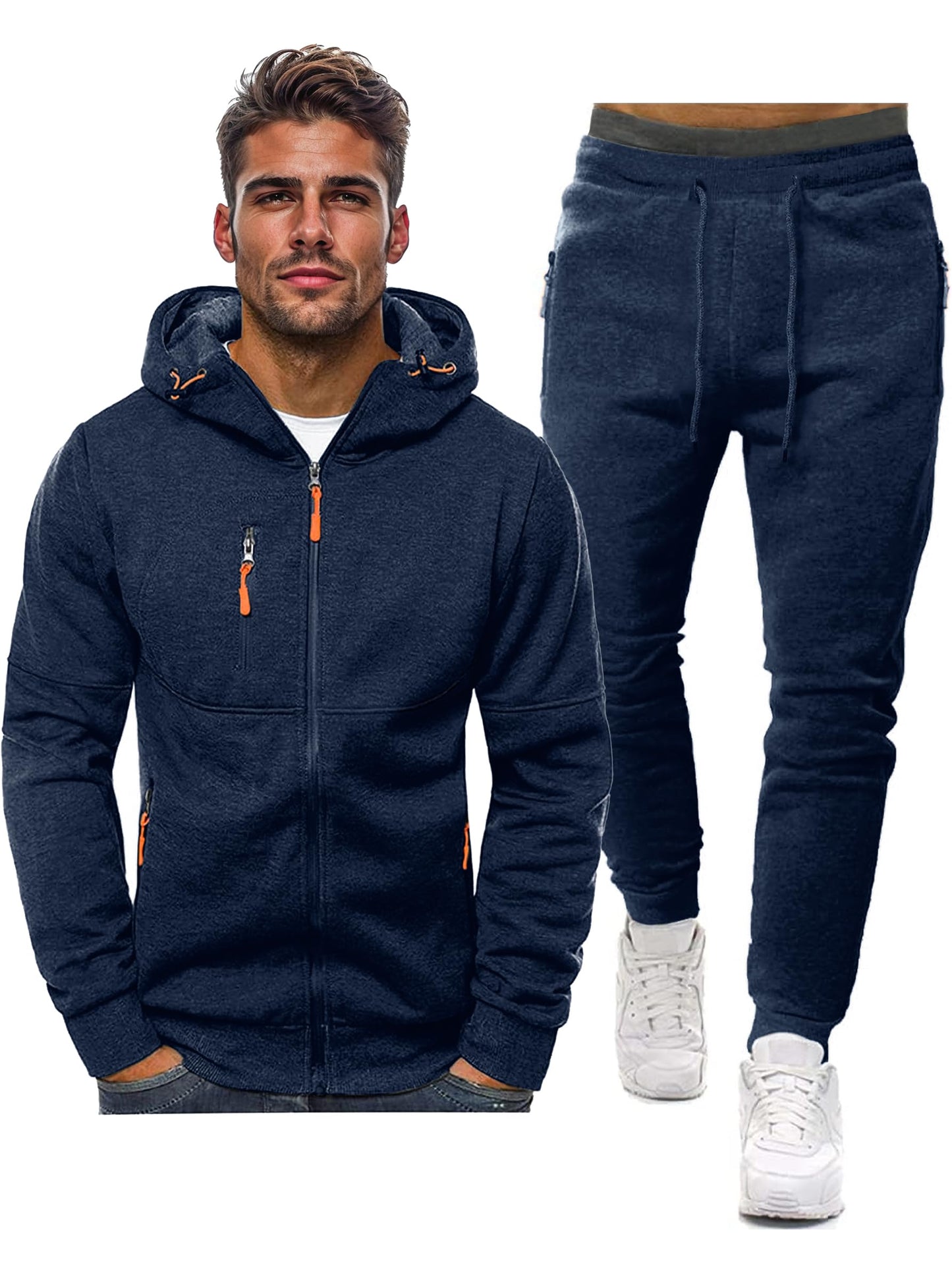 Hakjay Sweatsuits for Men 2 Piece Hoodie Men's Jogging Tracksuit Set Casual Athletic Long Sleeve Outfit Pullover Suit Set