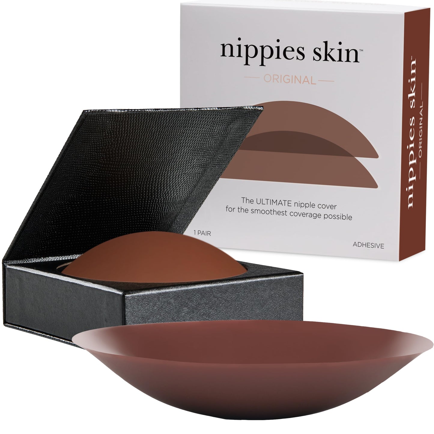 Nippies Nipple Covers for Women - Reusable Sticky Silicone Pasties with Travel Case - Original Circle or Lift Style Available
