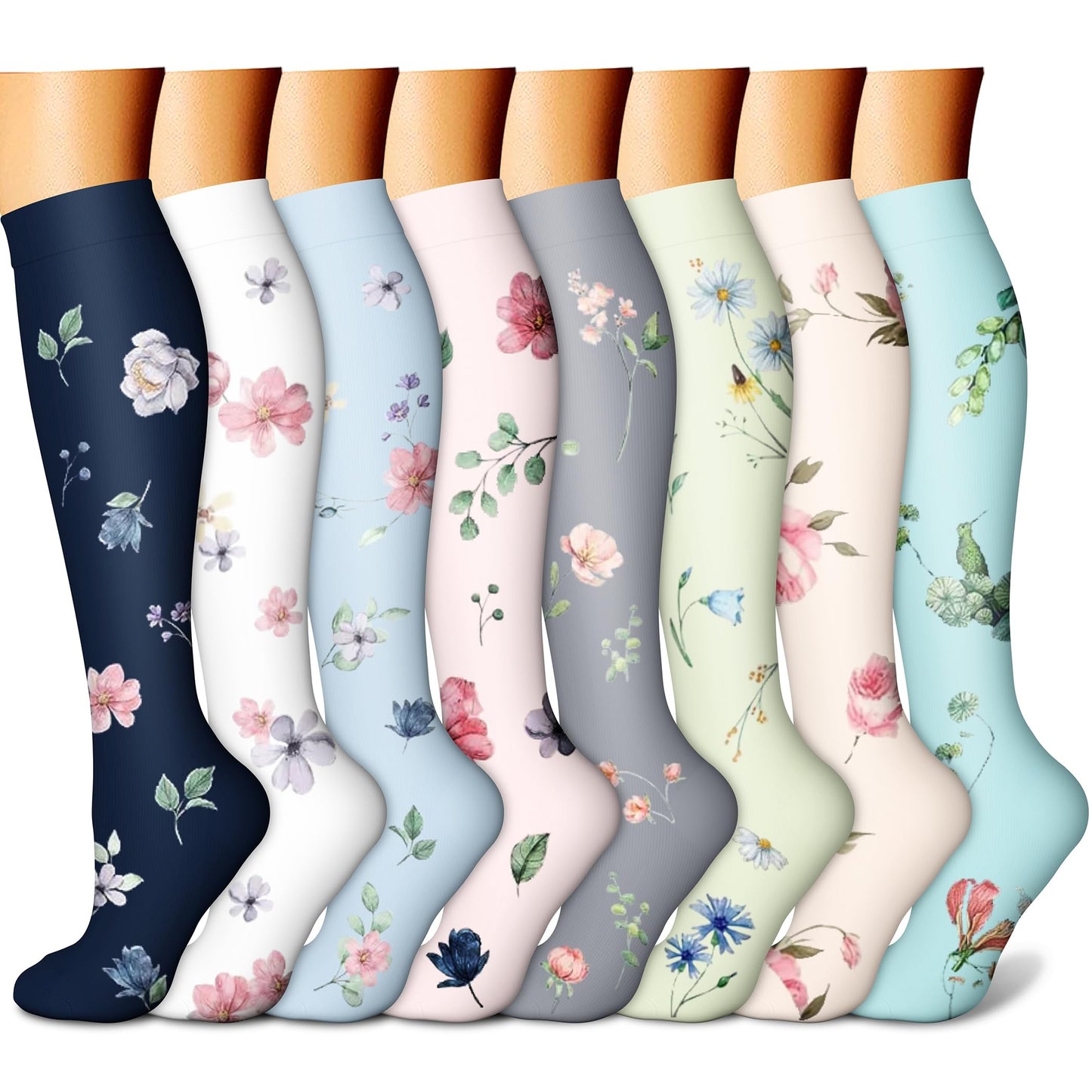 CHARMKING Compression Socks for Women & Men Circulation (8 Pairs) 15-20 mmHg is Best Support for Athletic Running,Cycling