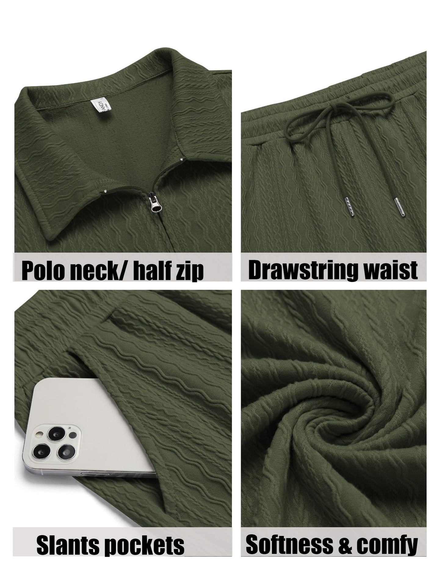 COOFANDY Men's 2 Pieces Outfits Casual Quarter Zip Polo Shirt and Shorts Set Athletic Jogging Summer Tracksuit