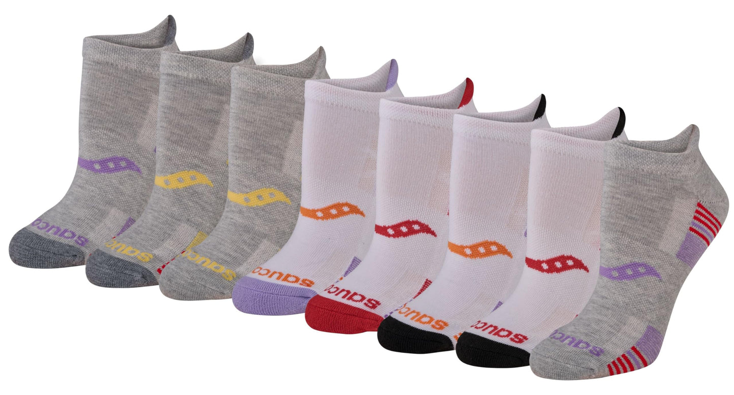 Saucony Women's RunDry Performance Heel Tab Athletic Socks, Available in S-L (8, 16, 24 Pairs)