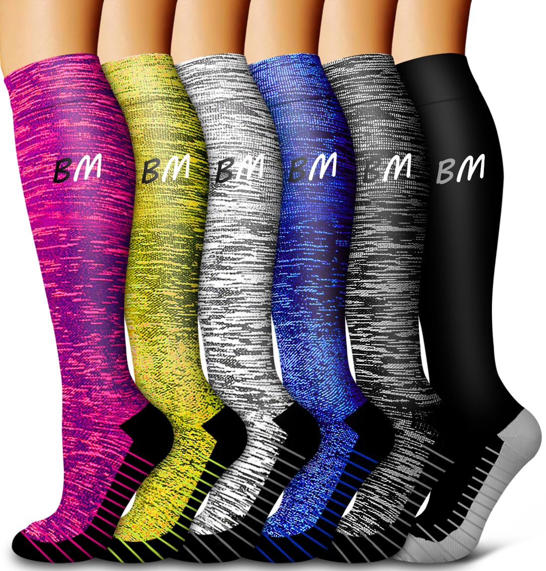 6 Pack Copper Compression Socks for Women and Men Circulation-Best Support for Medical,Running,Nursing,Athletic