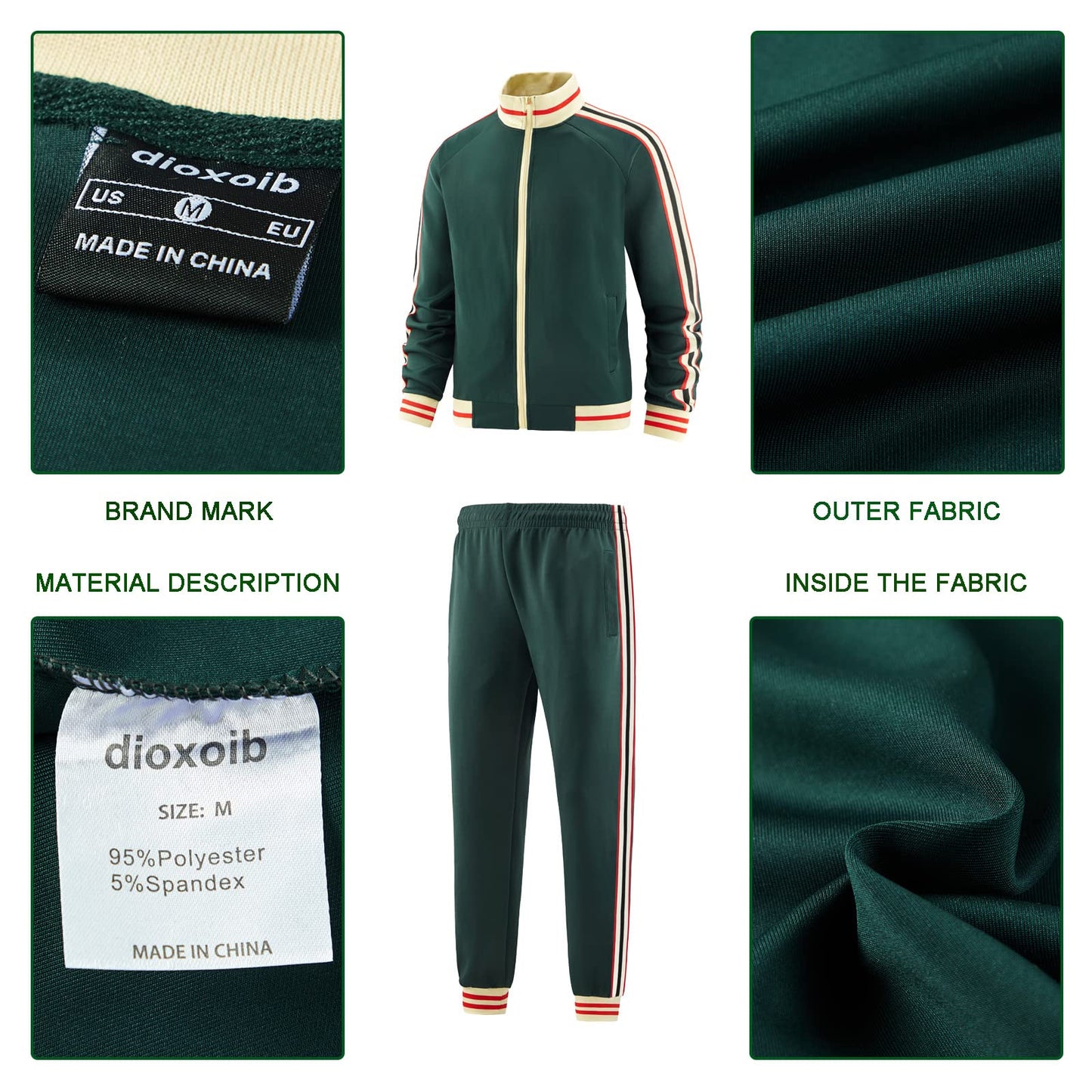 dioxoib Men Track Suits Sets Long Sleeve Full-zip Sweatsuit Active Jackets and Pants 2 Piece Outfits