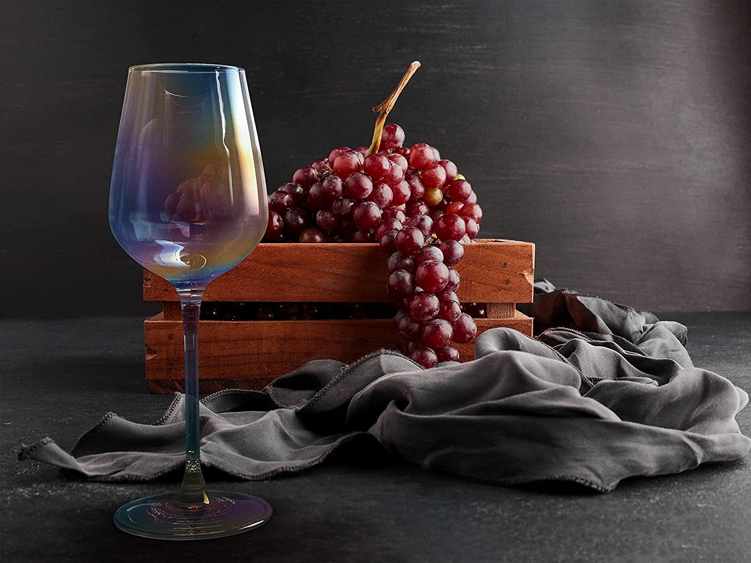 Iridescent Luster Large Radiance Wine Glasses - White Pearl Whimsy and Nostalgia Large Red Wine or White Wine Glass In An Elegant Gift Box-2