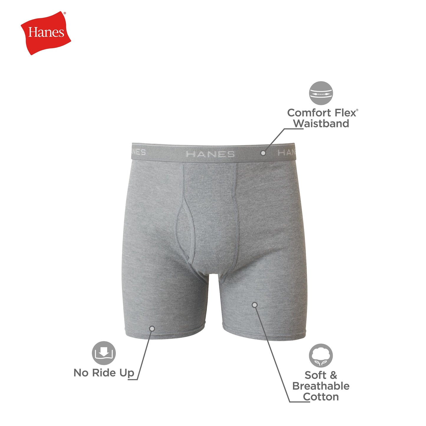 Hanes mens Underwear Boxer Briefs Pack, Cool & Breathable Cotton Moisture-wicking Underwear for Men, No Ride Up