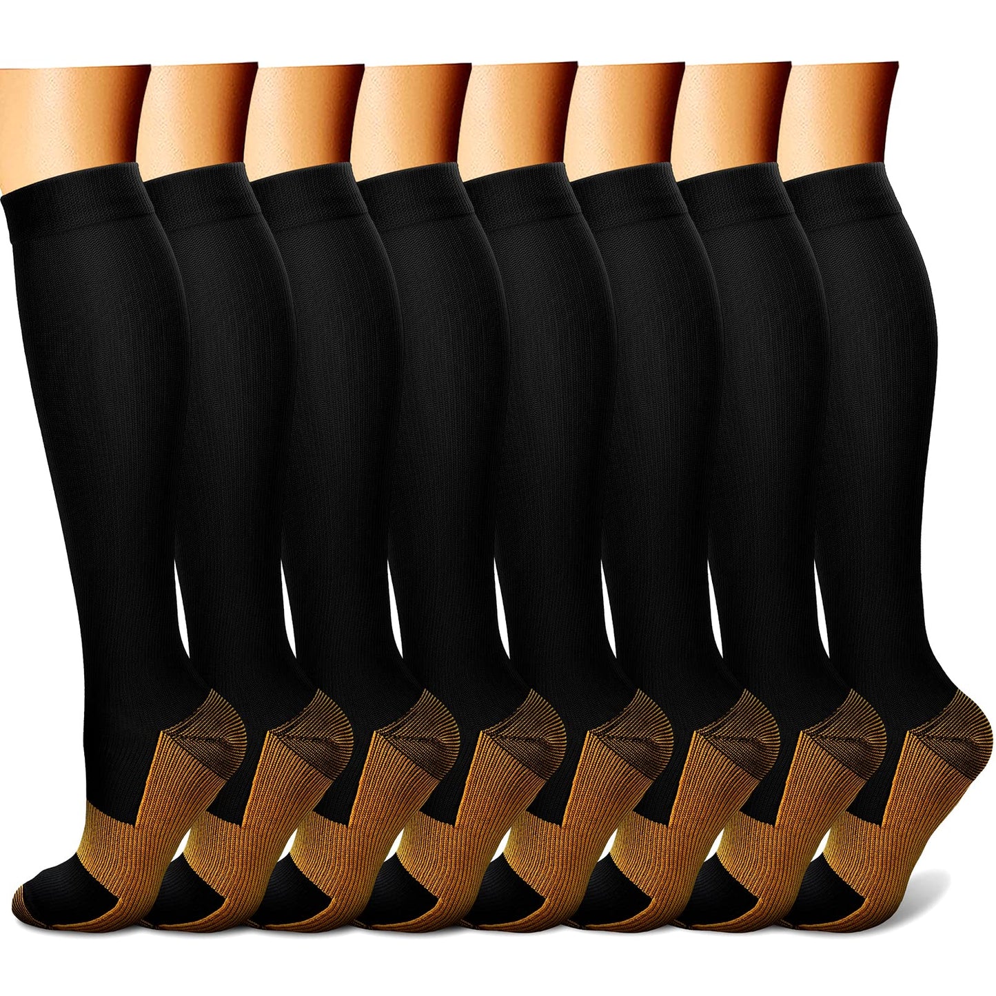 CHARMKING Compression Socks for Women & Men Circulation (8 Pairs) 15-20 mmHg is Best Support for Athletic Running,Cycling