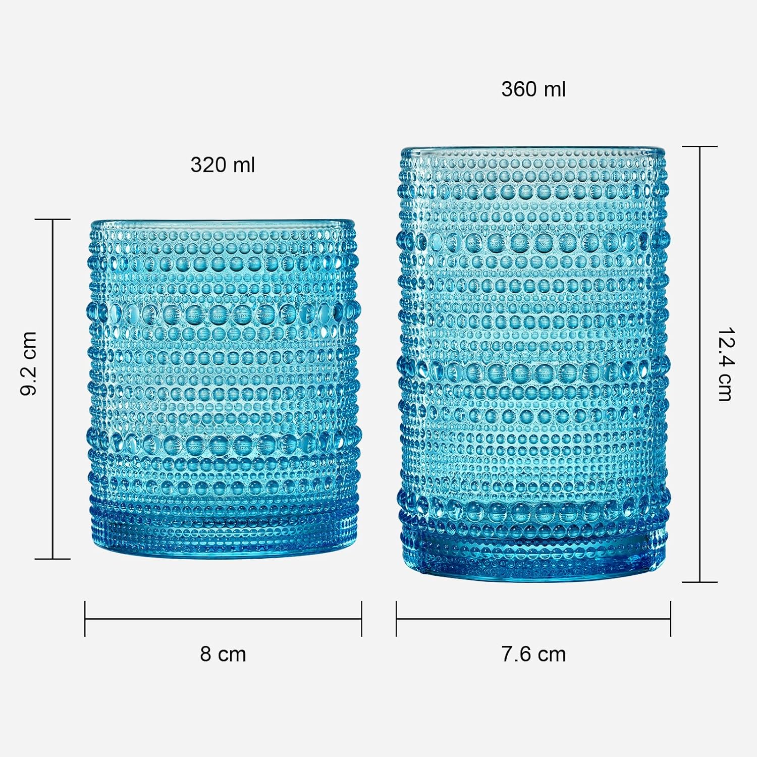 Hobnail Drinking Glasses Colored Beaded Drinking Glass Set of 12-4