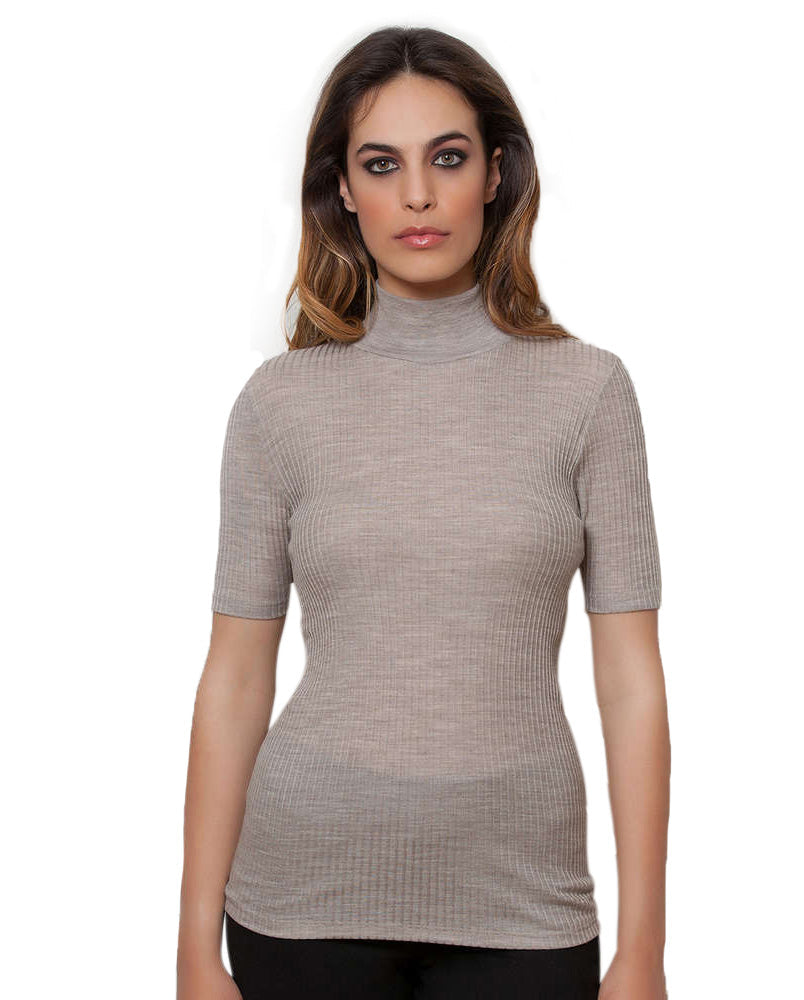 EGI Exclusive Merino Wool Blend Top with Short Sleeves. Proudly Made in Italy (8218)