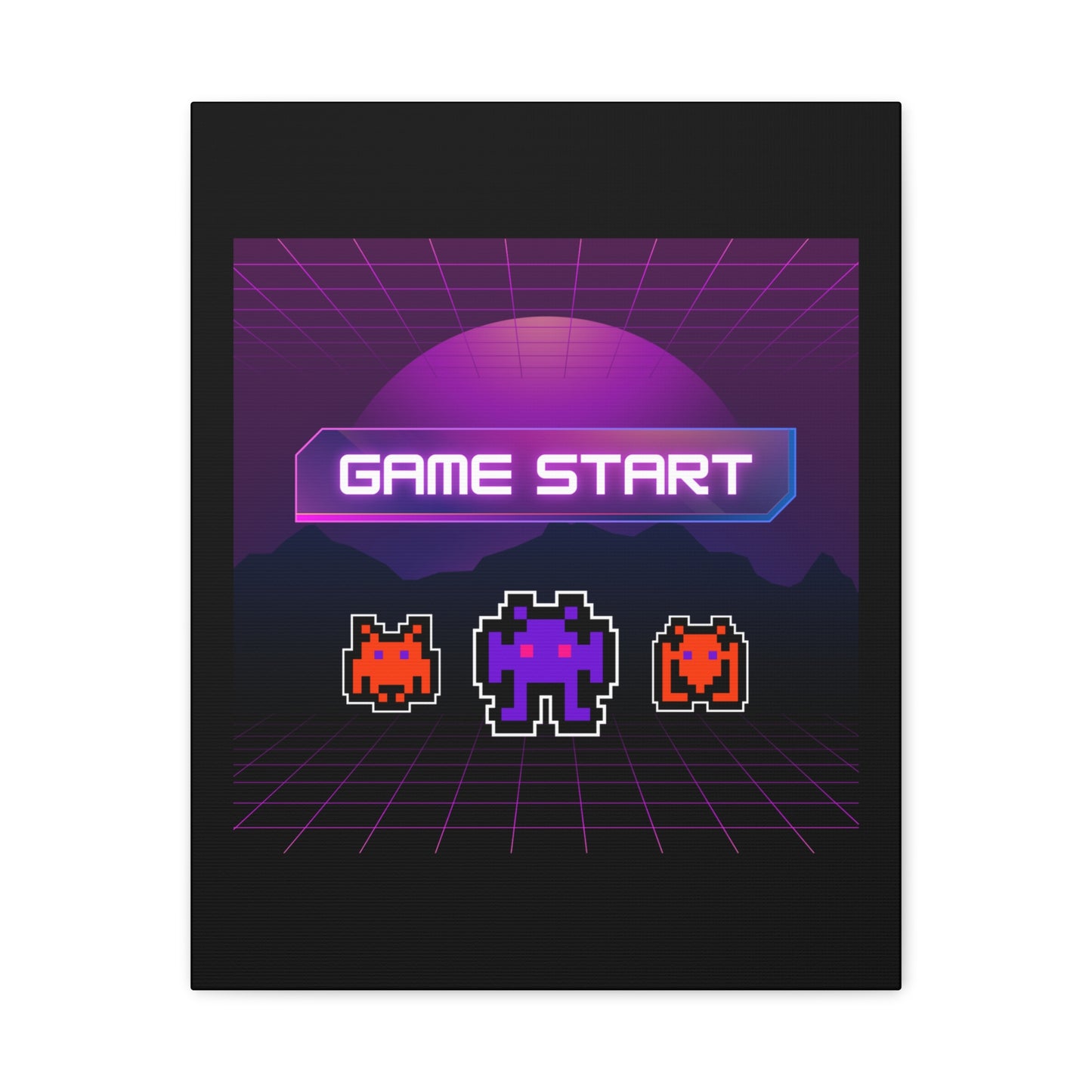 Retro Game Start Canvas Art Print | 80s Gaming Wall Decor, Gamer Gift, Pixel Art, Nostalgic Artwork, Home Decor