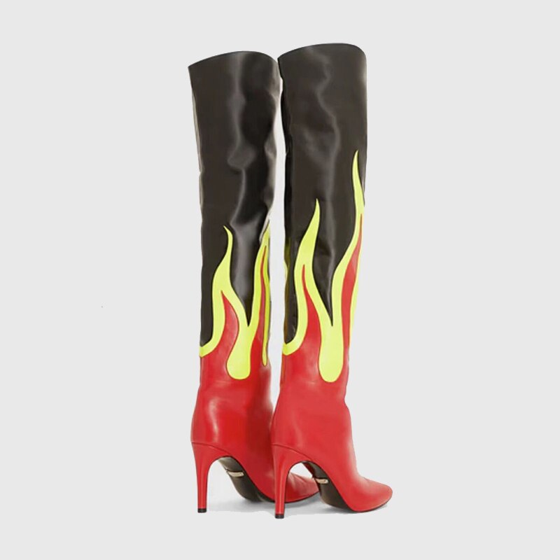 Women Over The Knee High Boots Pointed Toe Stilettos Heels Back Zipper  Big Circumference Thigh High Boots