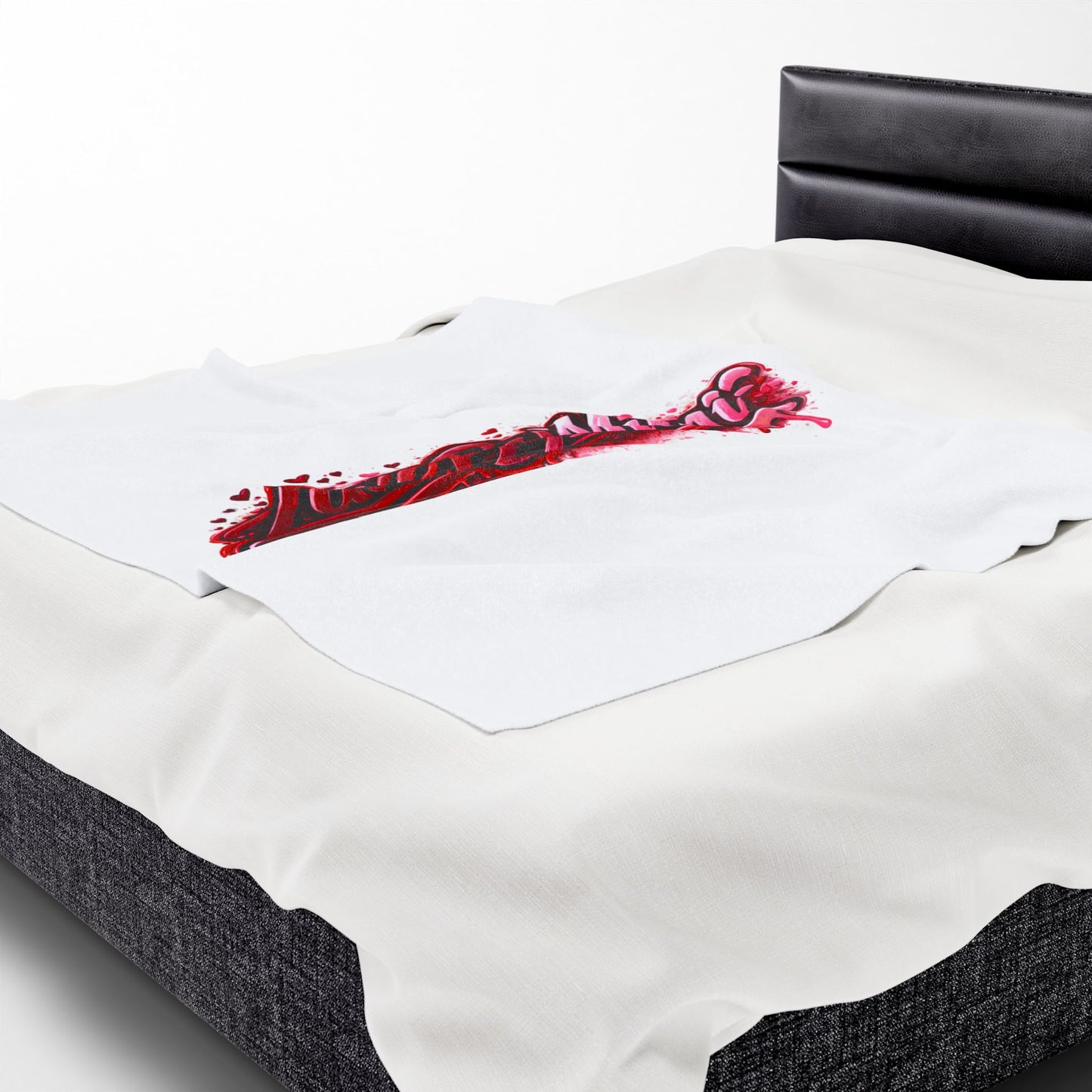 Luxe By Mimi Velvet Plush Blanket — Heart Drip Graphic Cozy Throw