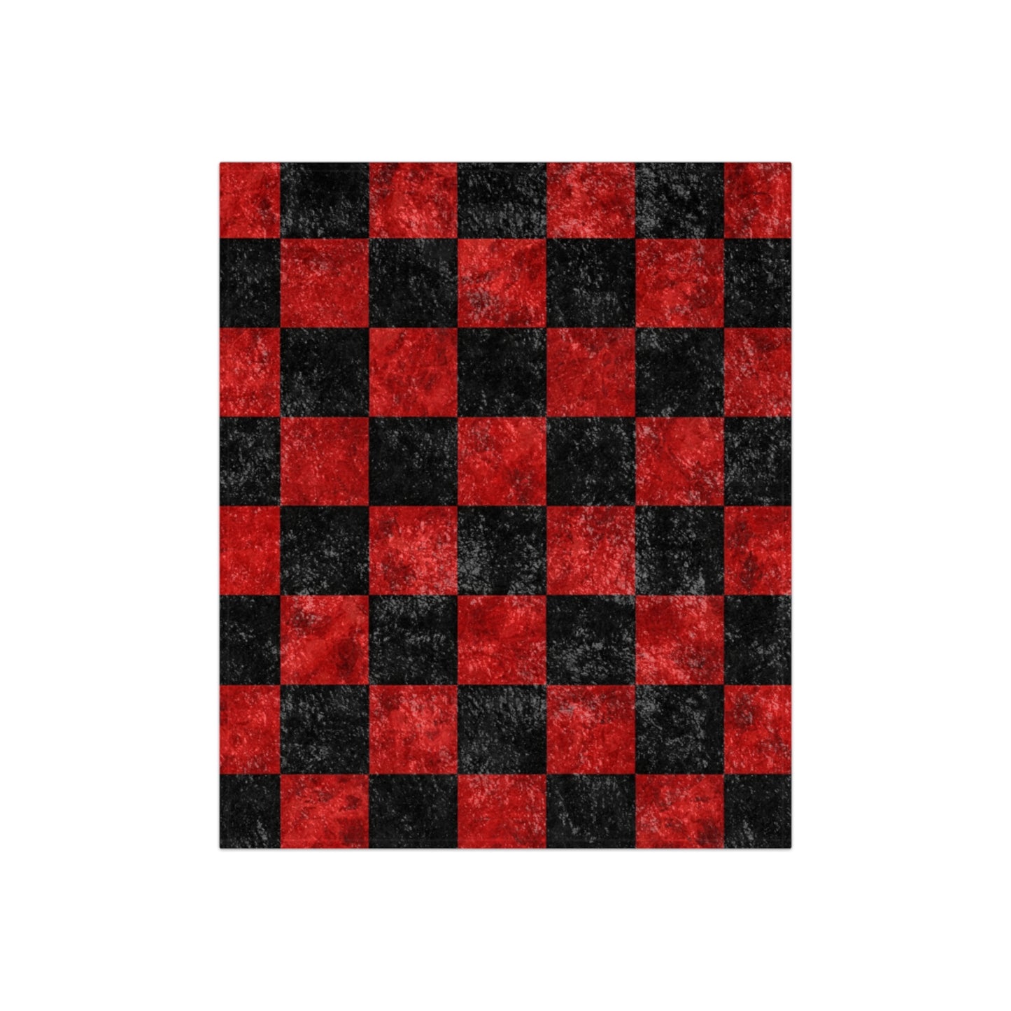 Red & Black Crushed Velvet Buffalo Chessboard Blanket