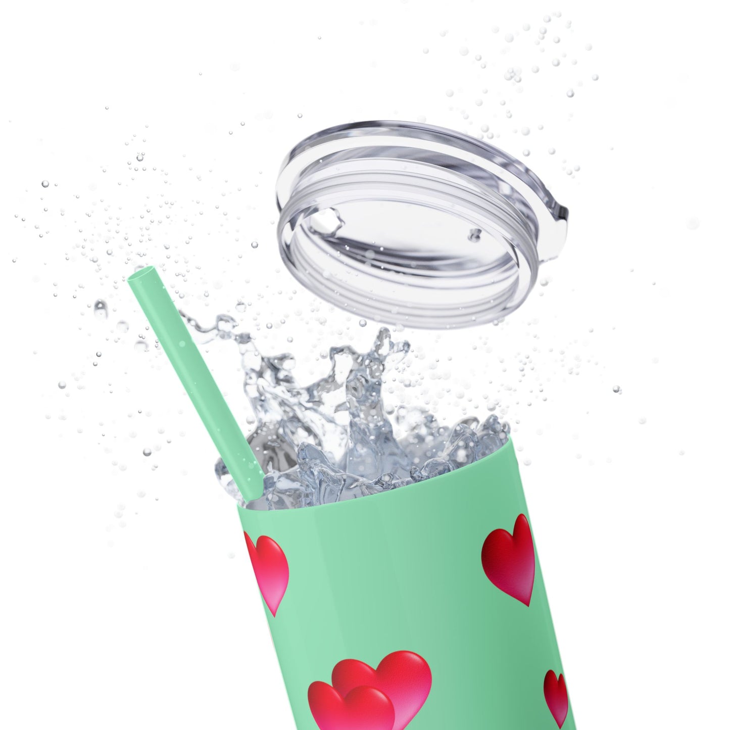 Gepasmaakte Glitter 20oz Dun Tumbler met Pienk Hartpatroon — [Jou Naam Hier]
