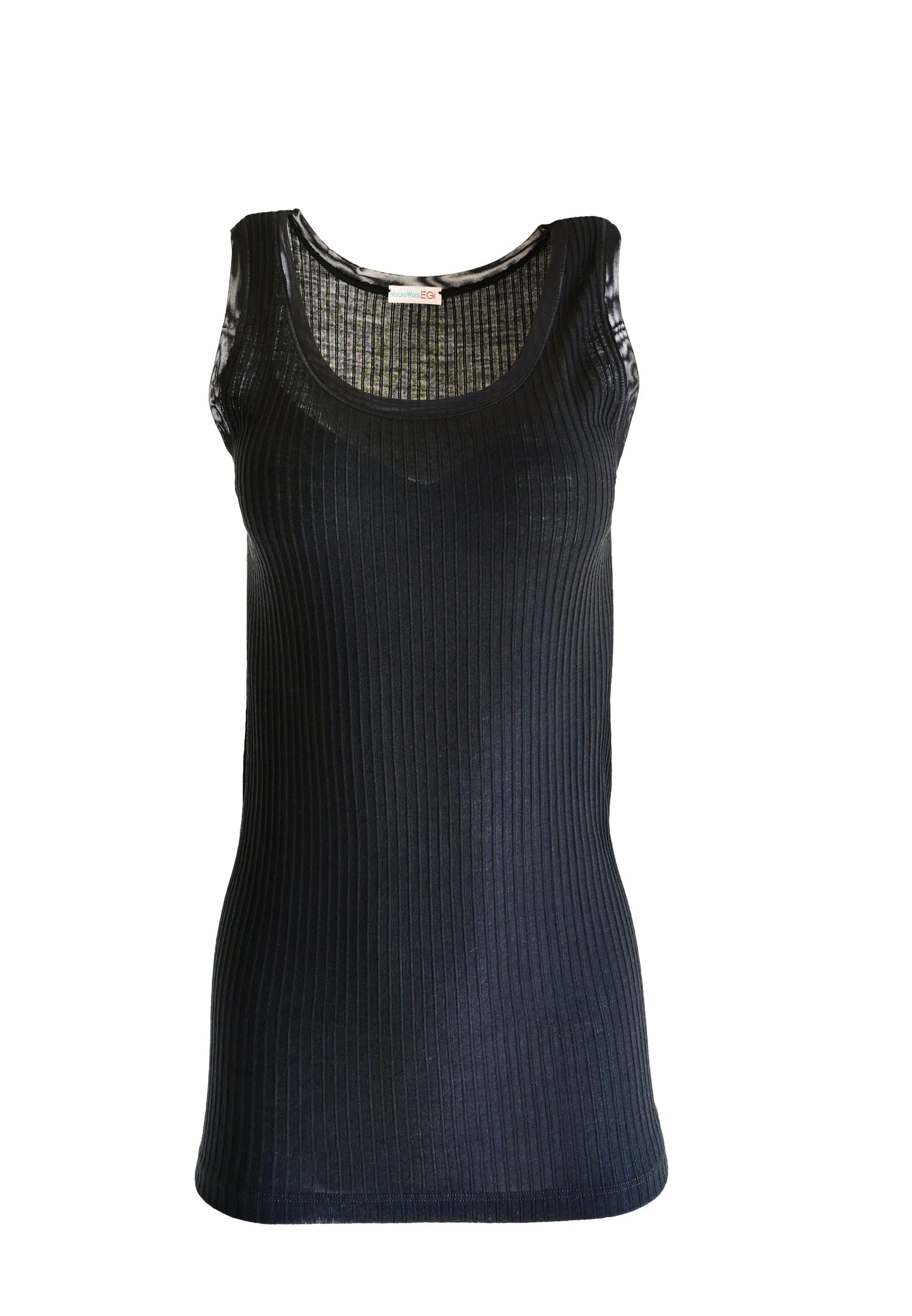EGI Exclusive Collections Merino Wool Blend Tank Top with Tulle Trim. Proudly Made in Italy (8268).