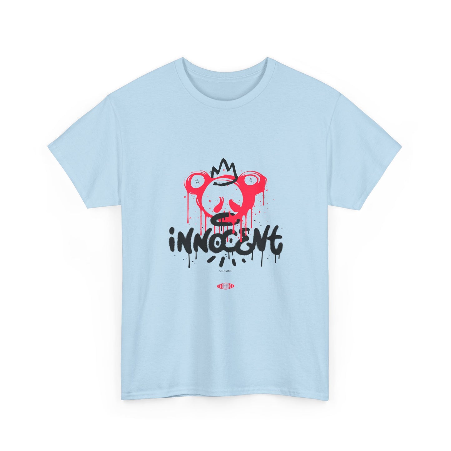 Edgy Graphic Tee: 'Innocent' Design, Urban Fashion, Streetwear, Unisex Cotton T-Shirt, Music Festivals, Casual Wear