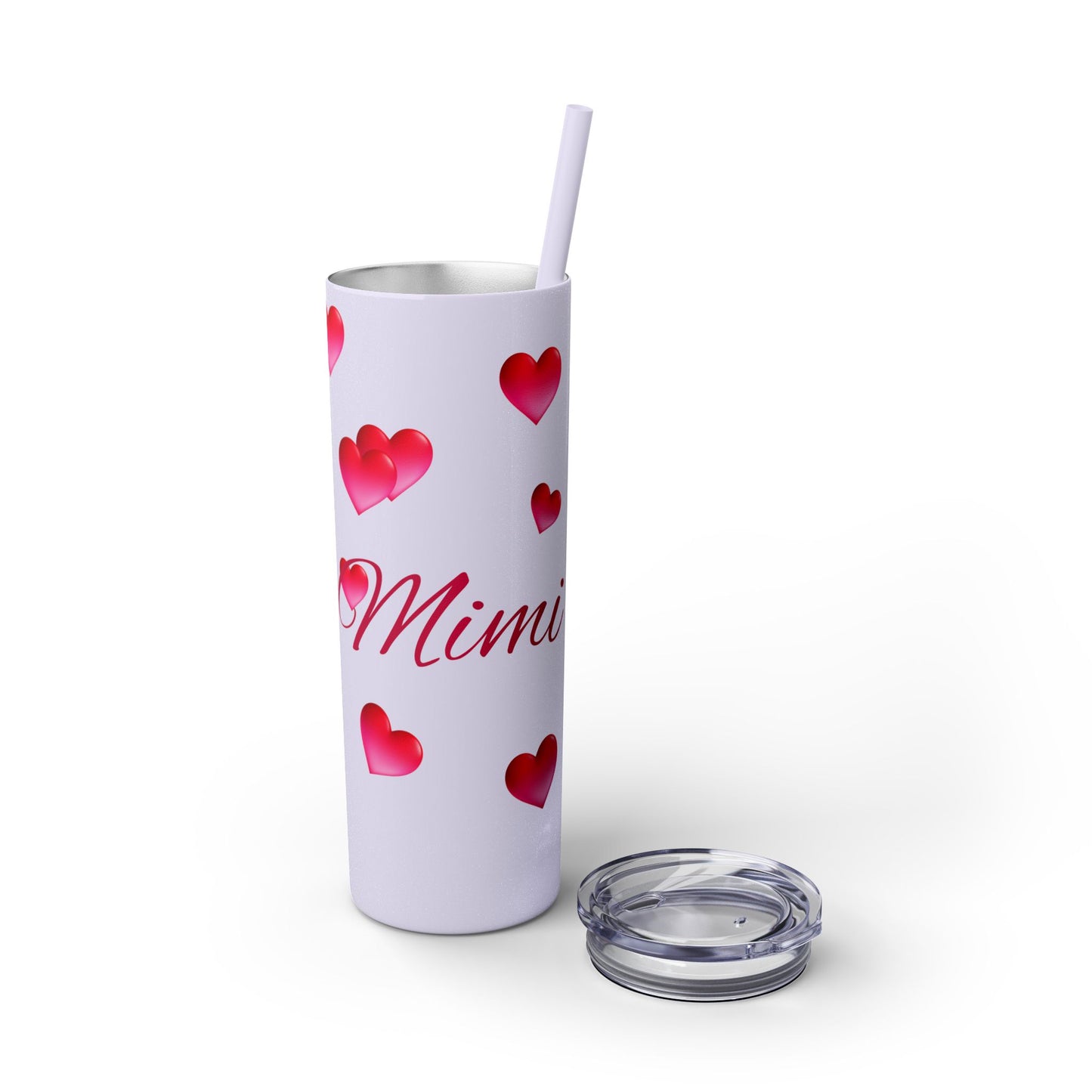 Gepasmaakte Glitter 20oz Dun Tumbler met Pienk Hartpatroon — [Jou Naam Hier]