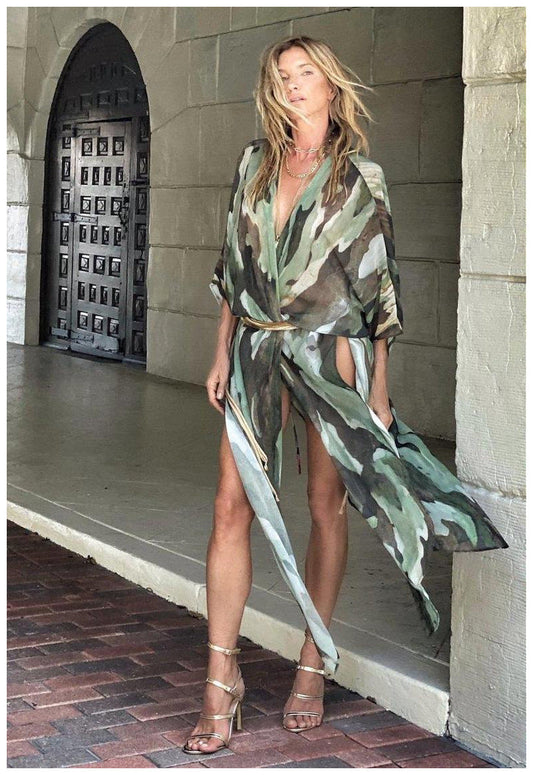 Summer Printing plus Size Sun Protection Beach Loose Vacation Chiffon Cardigan for Women