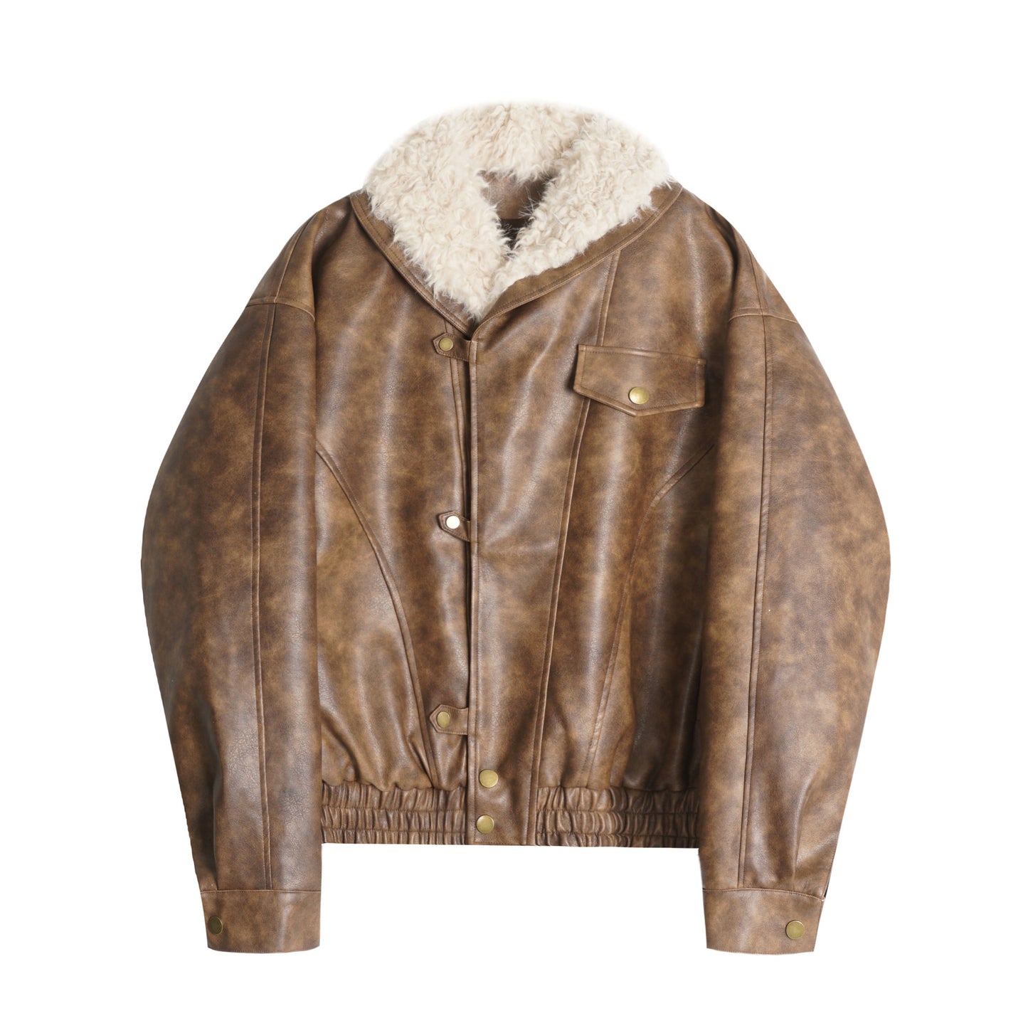 Lamb velvet motorcycle short leather jacket for women