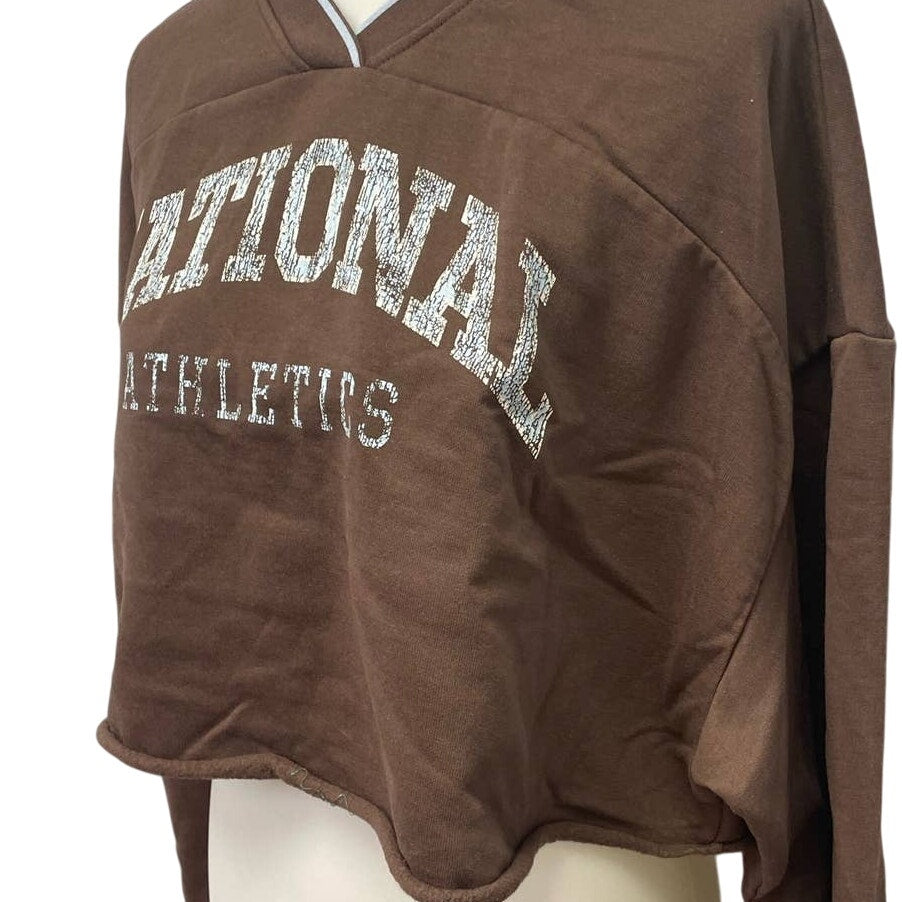 Divided by H&M XXL Long Sleeve V-Neck Cropped Cotton Polyester Blend Sweatshirt