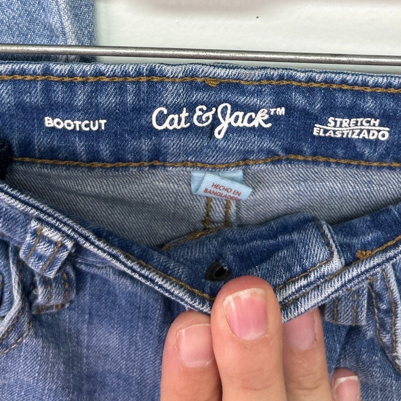 3 New Cat & Jack Girls Size 8 Wide Leg Bootcut Adjustable Waist Denim Blue Jeans