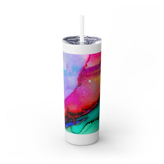 Beautiful Watercolor Splatter Skinny Tumbler with Straw - 20oz, Vibrant Colorful Drinkware for Every Occasion, Perfect Gift for Friends, Reusable Travel Mug, Water [...]