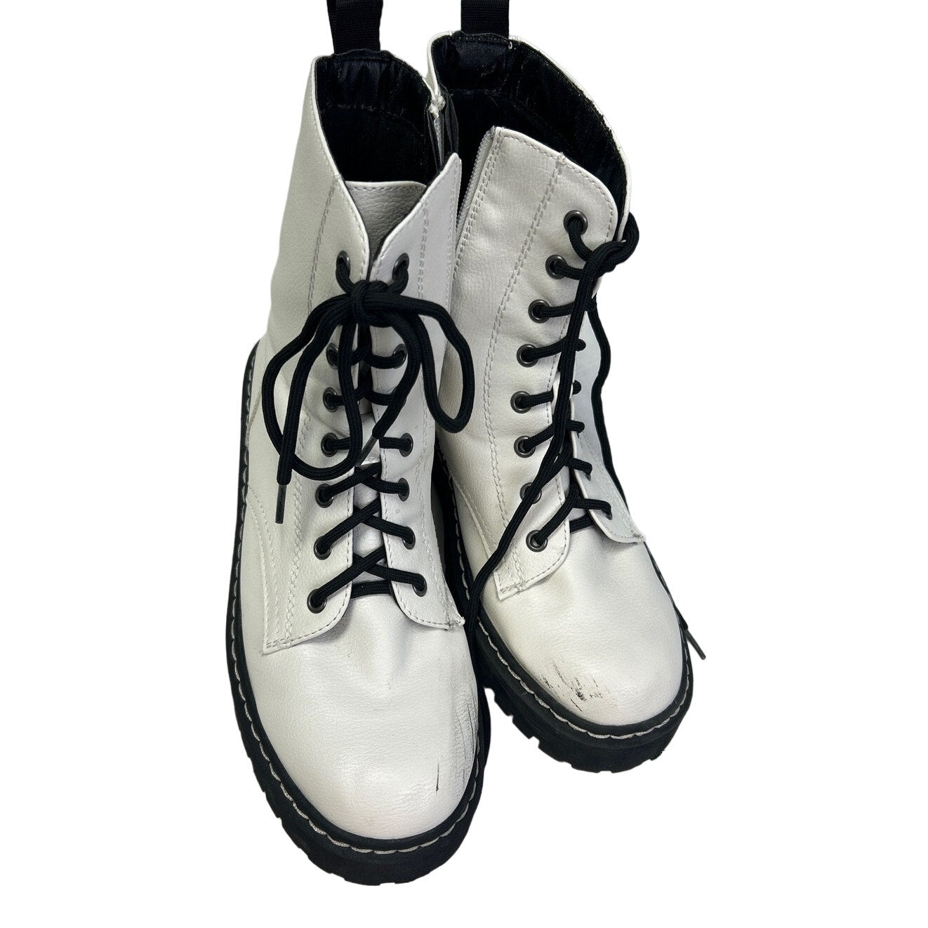 Sincerely Jules Womens Size 9.5 Harley White Leather Lace Up Boots