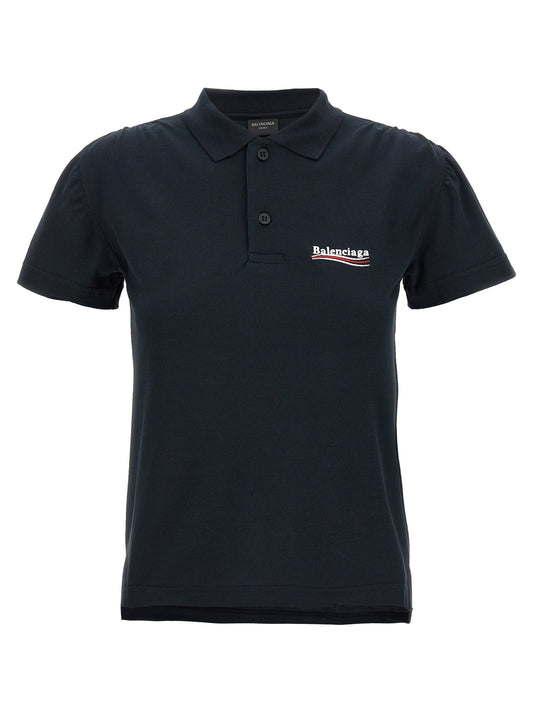 Balenciaga Women Logo Embroidery Polo Shirt