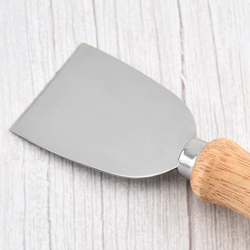 Stainless Steel Cheese Butter Spatula 5-Piece Gift Set Rubber Wooden Knife Socket